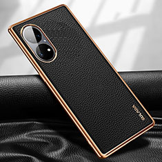 Soft Luxury Leather Snap On Case Cover LD1 for Huawei P50 Black