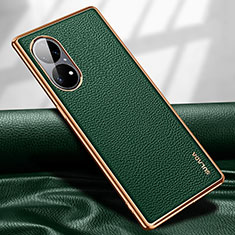 Soft Luxury Leather Snap On Case Cover LD1 for Huawei P50 Green