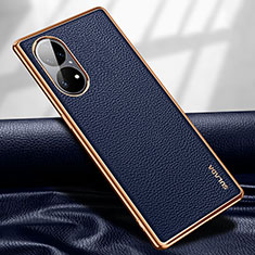 Soft Luxury Leather Snap On Case Cover LD1 for Huawei P50e Blue