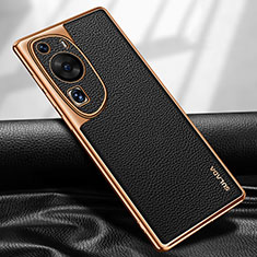 Soft Luxury Leather Snap On Case Cover LD1 for Huawei P60 Art Black