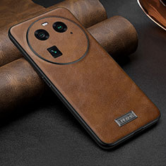 Soft Luxury Leather Snap On Case Cover LD1 for Oppo Find X6 5G Brown