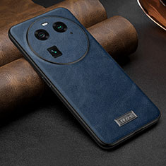 Soft Luxury Leather Snap On Case Cover LD1 for Oppo Find X6 Pro 5G Blue