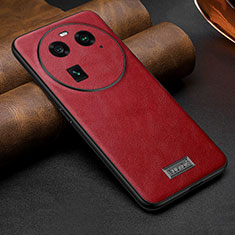 Soft Luxury Leather Snap On Case Cover LD1 for Oppo Find X6 Pro 5G Red