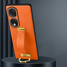 Soft Luxury Leather Snap On Case Cover LD2 for Huawei Honor 80 Pro 5G Orange