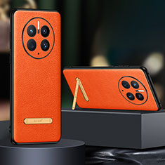 Soft Luxury Leather Snap On Case Cover LD2 for Huawei Mate 50 Pro Orange