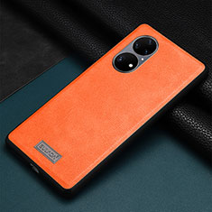 Soft Luxury Leather Snap On Case Cover LD2 for Huawei P50e Orange