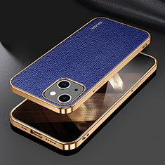 Soft Luxury Leather Snap On Case Cover LD3 for Apple iPhone 15 Plus Blue