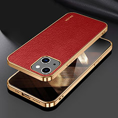 Soft Luxury Leather Snap On Case Cover LD3 for Apple iPhone 15 Plus Red