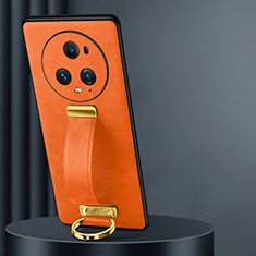 Soft Luxury Leather Snap On Case Cover LD3 for Huawei Honor Magic5 Pro 5G Orange