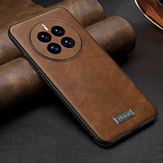 Soft Luxury Leather Snap On Case Cover LD3 for Huawei Mate 50 Brown