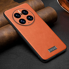 Soft Luxury Leather Snap On Case Cover LD3 for Huawei Mate 50 Pro Orange