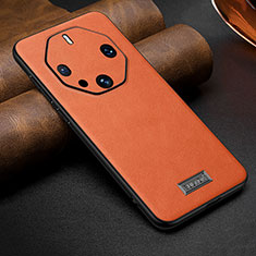 Soft Luxury Leather Snap On Case Cover LD3 for Huawei Mate 60 RS Ultimate Orange