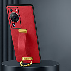 Soft Luxury Leather Snap On Case Cover LD3 for Huawei P60 Pro Red