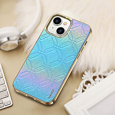 Soft Luxury Leather Snap On Case Cover LD4 for Apple iPhone 13 Blue