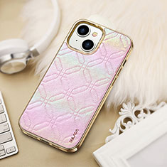 Soft Luxury Leather Snap On Case Cover LD4 for Apple iPhone 14 Plus Pink
