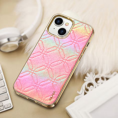 Soft Luxury Leather Snap On Case Cover LD4 for Apple iPhone 15 Plus Hot Pink