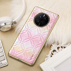 Soft Luxury Leather Snap On Case Cover LD4 for Huawei Mate 50 Pink