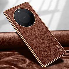 Soft Luxury Leather Snap On Case Cover LD4 for Huawei Mate 60 Brown