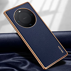 Soft Luxury Leather Snap On Case Cover LD4 for Huawei Mate 60 Pro Blue