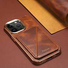 Soft Luxury Leather Snap On Case Cover MT1 for Apple iPhone 15 Pro Brown