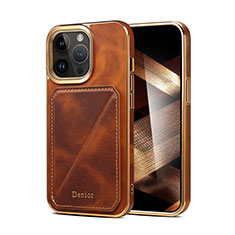 Soft Luxury Leather Snap On Case Cover MT2 for Apple iPhone 14 Pro Max Brown