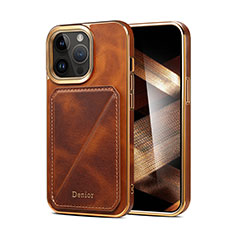 Soft Luxury Leather Snap On Case Cover MT2 for Apple iPhone 16 Pro Brown