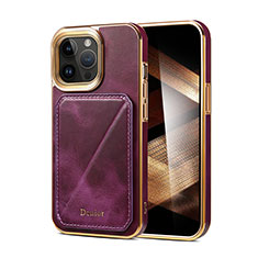 Soft Luxury Leather Snap On Case Cover MT2 for Apple iPhone 16 Pro Max Purple