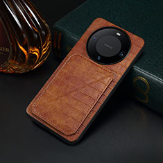 Soft Luxury Leather Snap On Case Cover MT2 for Huawei Mate 60 Pro+ Plus Brown