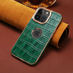 Soft Luxury Leather Snap On Case Cover MT3 for Apple iPhone 14 Pro Green