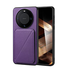 Soft Luxury Leather Snap On Case Cover MT3 for Huawei Mate 60 Pro+ Plus Purple