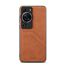 Soft Luxury Leather Snap On Case Cover MT3 for Huawei P60 Brown