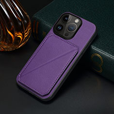 Soft Luxury Leather Snap On Case Cover MT4 for Apple iPhone 15 Pro Max Purple