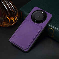 Soft Luxury Leather Snap On Case Cover MT4 for Huawei Mate 60 Pro+ Plus Purple