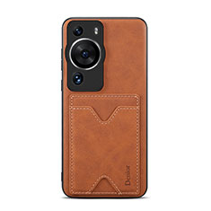 Soft Luxury Leather Snap On Case Cover MT4 for Huawei P60 Brown