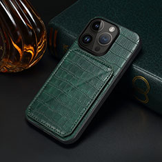 Soft Luxury Leather Snap On Case Cover MT5 for Apple iPhone 14 Pro Green