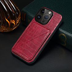 Soft Luxury Leather Snap On Case Cover MT5 for Apple iPhone 14 Pro Max Red