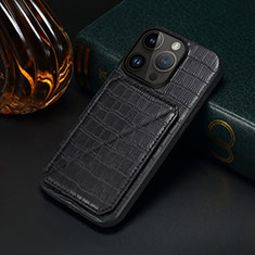 Soft Luxury Leather Snap On Case Cover MT5 for Apple iPhone 15 Pro Black
