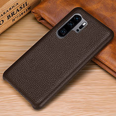 Soft Luxury Leather Snap On Case Cover P01 for Huawei P30 Pro Brown