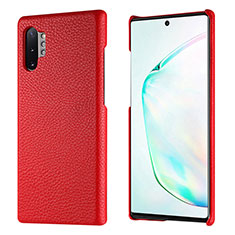 Soft Luxury Leather Snap On Case Cover P01 for Samsung Galaxy Note 10 Plus Red