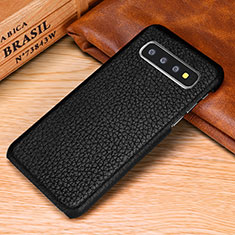 Soft Luxury Leather Snap On Case Cover P01 for Samsung Galaxy S10e Black