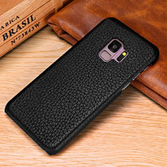 Soft Luxury Leather Snap On Case Cover P01 for Samsung Galaxy S9 Black