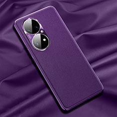 Soft Luxury Leather Snap On Case Cover QK1 for Huawei P50 Purple