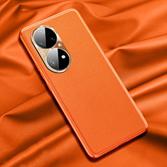 Soft Luxury Leather Snap On Case Cover QK1 for Huawei P50e Orange