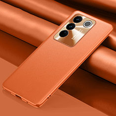 Soft Luxury Leather Snap On Case Cover QK1 for Vivo V27 Pro 5G Orange