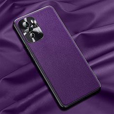 Soft Luxury Leather Snap On Case Cover QK1 for Xiaomi Redmi Note 10 4G Purple