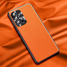 Soft Luxury Leather Snap On Case Cover QK2 for Samsung Galaxy A72 4G Orange