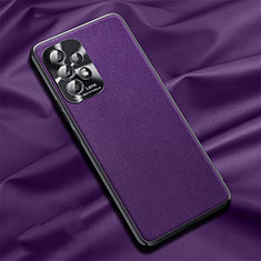 Soft Luxury Leather Snap On Case Cover QK2 for Samsung Galaxy A72 4G Purple