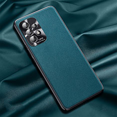 Soft Luxury Leather Snap On Case Cover QK2 for Samsung Galaxy M32 5G Cyan