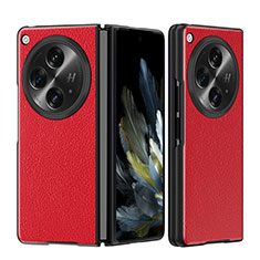 Soft Luxury Leather Snap On Case Cover QK3 for OnePlus Open 5G Red