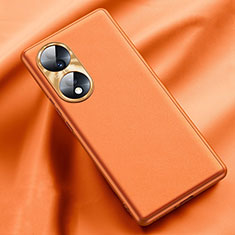 Soft Luxury Leather Snap On Case Cover QK4 for Huawei Honor 70 5G Orange